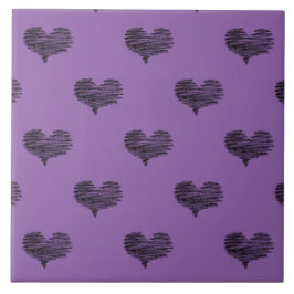 Kärlek Valentindagen Black Heart Sketch Kakelplatta