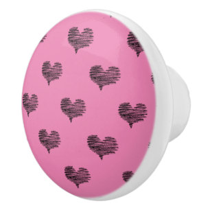 Kärlek Valentindagen Black Heart Sketch Knopp