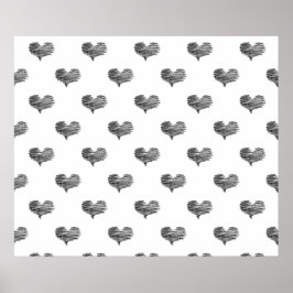 Kärlek Valentindagen Black Heart Sketch Poster