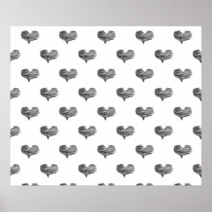 Kärlek Valentindagen Black Heart Sketch Poster
