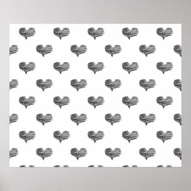 Kärlek Valentindagen Black Heart Sketch Poster (Framsidan)