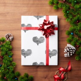 Kärlek Valentindagen Black Heart Sketch Presentpapper