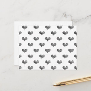Kärlek Valentindagen Black Heart Sketch Vykort
