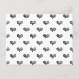 Kärlek Valentindagen Black Heart Sketch Vykort