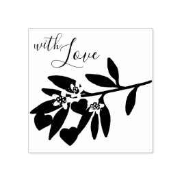 Kärlek Valentindagen Hearts Gren Flowers Helgdag Stämpel