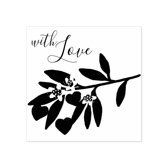 Kärlek Valentindagen Hearts Gren Flowers Helgdag Stämpel (Tryck)