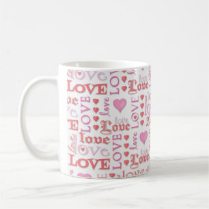 Kärlek Valentindagen Kärlek Cute Calligraphy Rosa Kaffemugg
