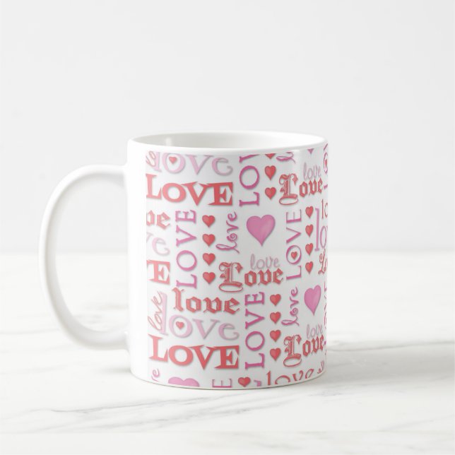 Kärlek Valentindagen Kärlek Cute Calligraphy Rosa Kaffemugg (Vänster)