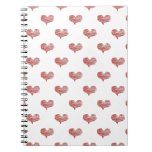 Kärlek Valentindagen Red Heart Sketch Anteckningsbok