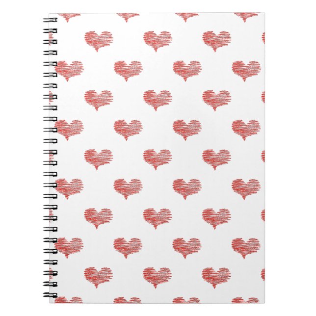 Kärlek Valentindagen Red Heart Sketch Anteckningsbok (Framsidan)