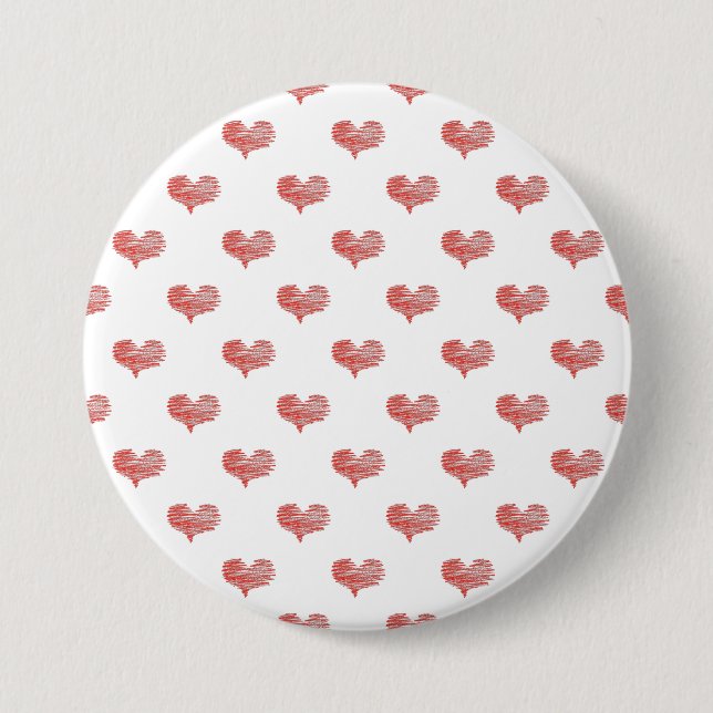 Kärlek Valentindagen Red Heart Sketch Knapp (Framsida)