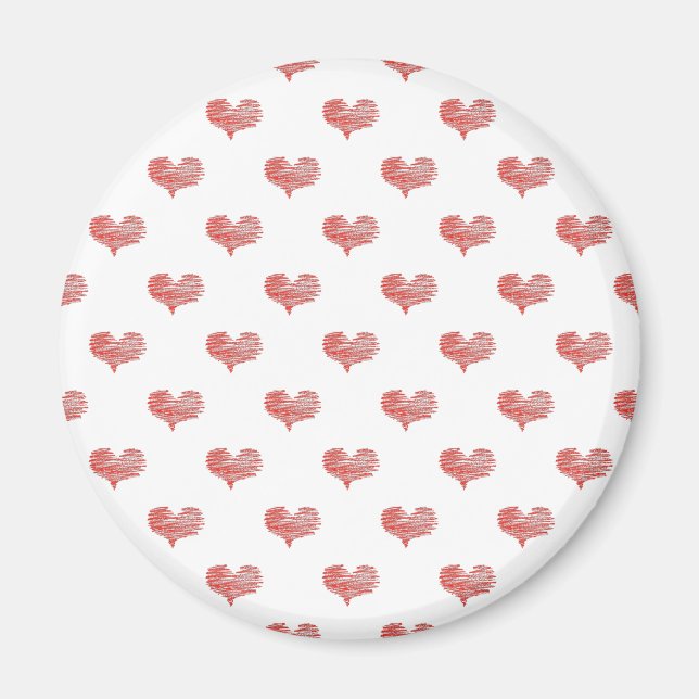 Kärlek Valentindagen Red Heart Sketch Magnet (Framsidan)