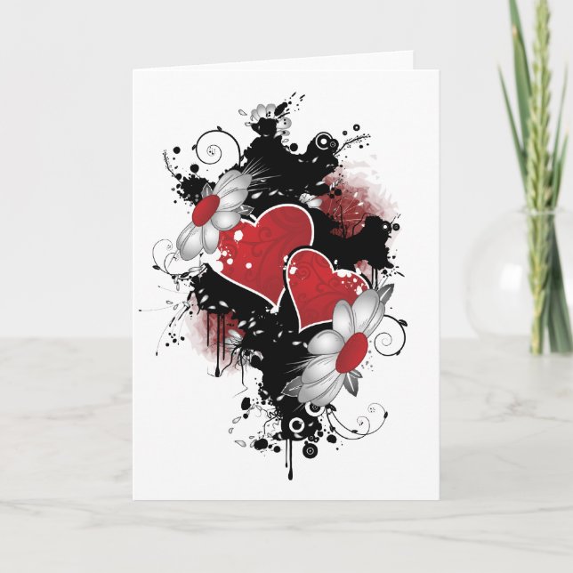 Kärlek Valentindagen Red Hearts Vector Valentine Helgkort (Framsida)
