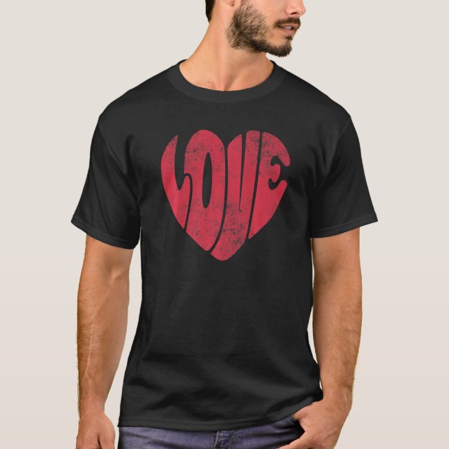 KÄRLEK Valentindagen Retro Groovy Kärlek Valentine T Shirt (Framsida)