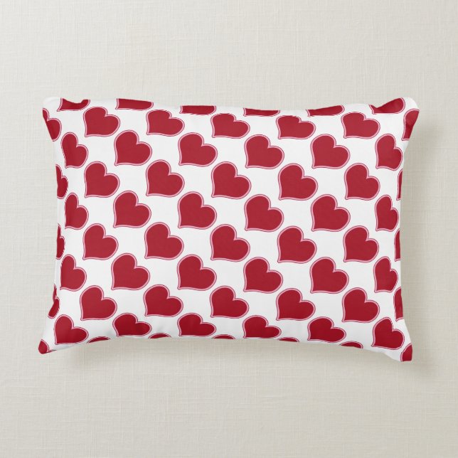 Kärlek Valentindagen Rosa Red Hearts Mönster Prydnadskudde (Baksidan)