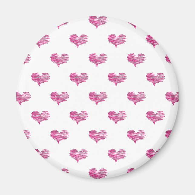 Kärlek Valentindagen Shock rosa Heart Sketch Magnet (Framsidan)