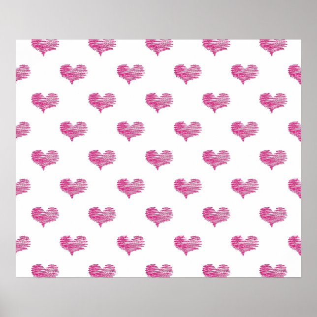 Kärlek Valentindagen Shock rosa Heart Sketch Poster (Framsidan)