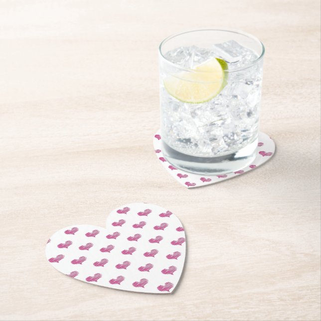 Kärlek Valentindagen Shock rosa Heart Sketch Underlägg Papper (Insitu)