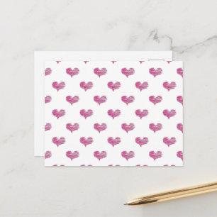 Kärlek Valentindagen Shock rosa Heart Sketch Vykort