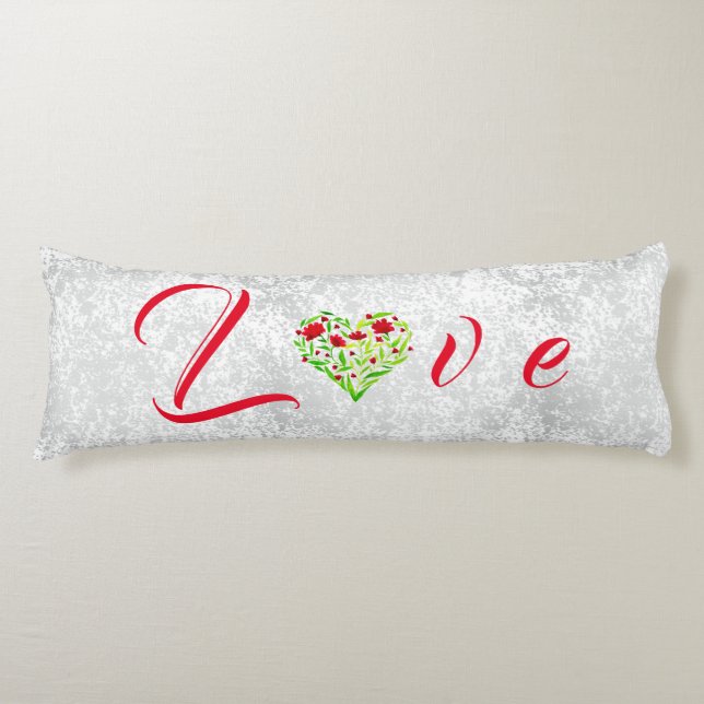Kärlek Valentine Blommigt Heart Body Pillow Kroppskudde (Framsidan)