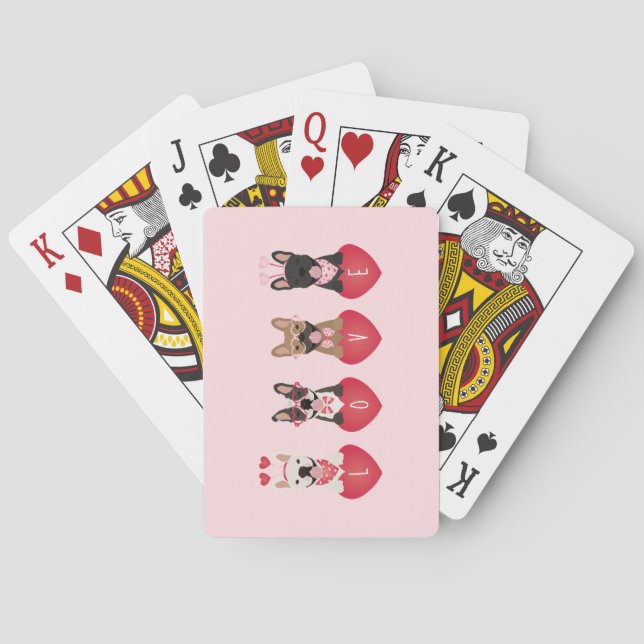 Kärlek Valentine Fransk Bulldog Casinokort (Baksidan)