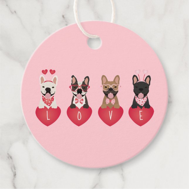 Kärlek Valentine Fransk Bulldog Gåvor Etiketter (Framsida)