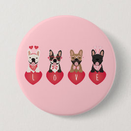 Kärlek Valentine Fransk Bulldog Knapp