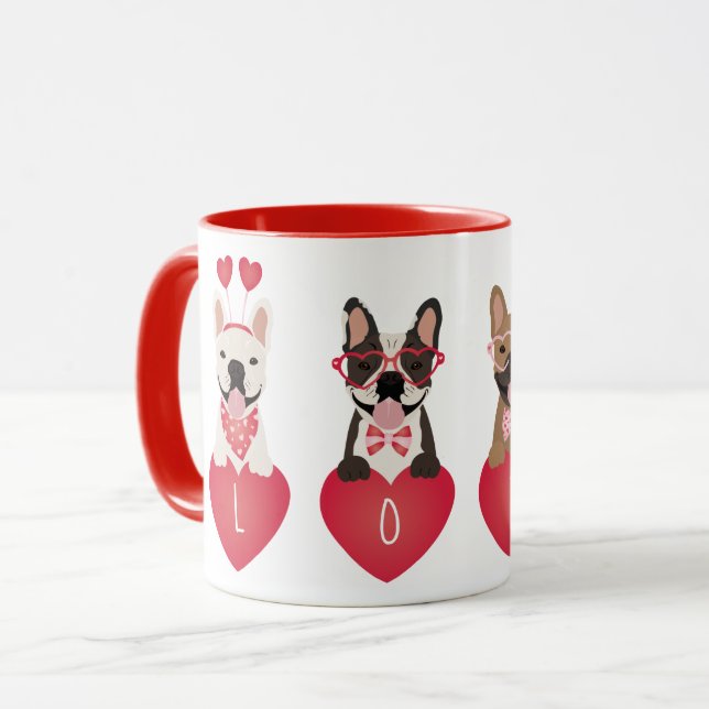 Kärlek Valentine Fransk Bulldog Mugg (Framsida vänster)