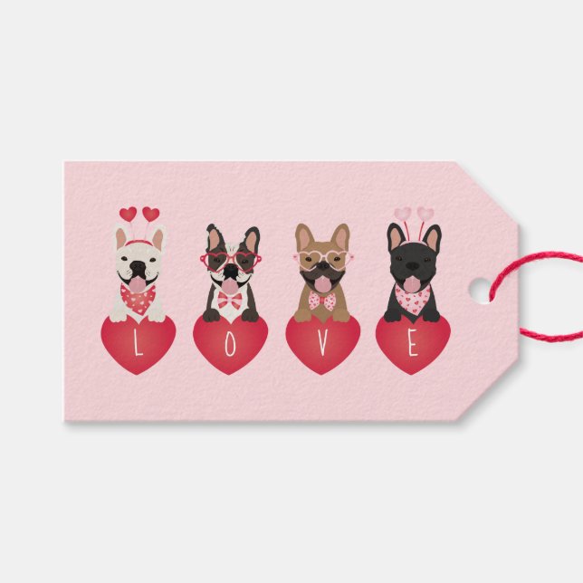 Kärlek Valentine Fransk Bulldog Presentetikett (Framsidan (Horisontell))