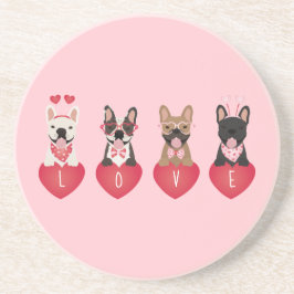 Kärlek Valentine Fransk Bulldog Underlägg