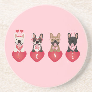 Kärlek Valentine Fransk Bulldog Underlägg