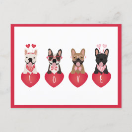 Kärlek Valentine Fransk Bulldog Vykort