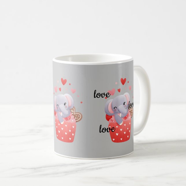 Kärlek, valentinelefant kaffemugg (Framsida höger)