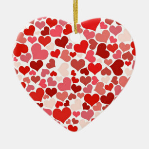 Kärlek valentinen, dagen, hjärta, kvinnor, rosor julgransprydnad keramik