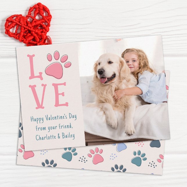 KÄRLEK Valentines day Anpassningsbar Pet Hund Phot Anteckningskort (Skapare uppladdad)