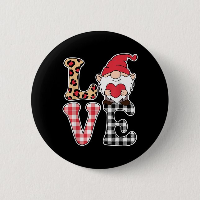 Kärlek Valentines day Gnomes Cute Red Hearts Gnome Knapp (Framsida)