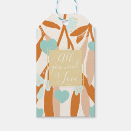 Kärlek Valentines day Hearts Grenar Flowers Orange Presentetikett