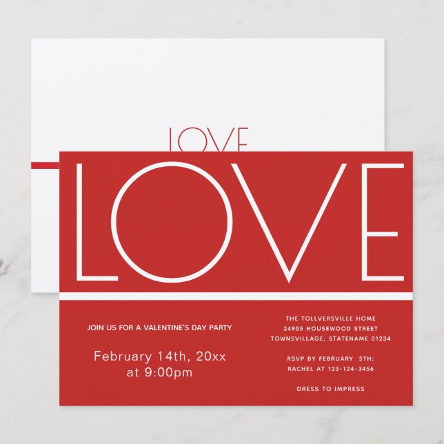 Kärlek Valentines day | Inbjudan (Fram/baksida)