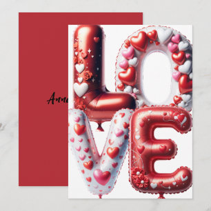 Kärlek Valentines day Red Hearts Anpassade Julkort