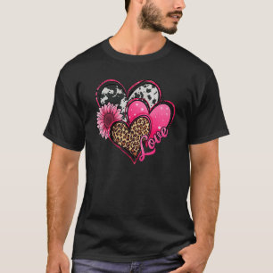 Kärlek Valentines day Solros Leopard Red Heart me T Shirt