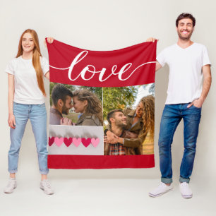 Kärlek Valentines röda par Fotokollage Fleecefilt