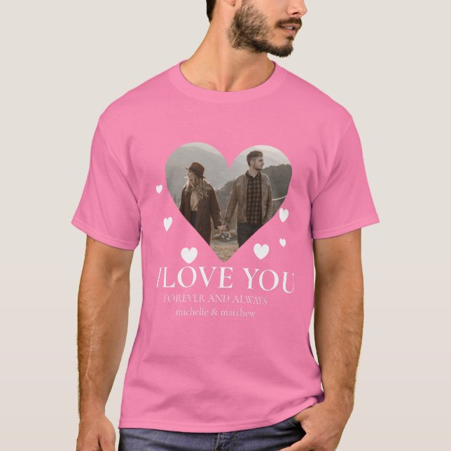 Kärlek valentins dag Personlig Par Foto T Shirt (Framsida)