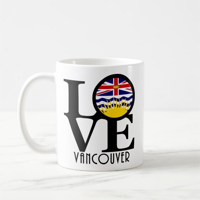 KÄRLEK Vancouver (BC Flagga) 11oz Kaffemugg (Vänster)