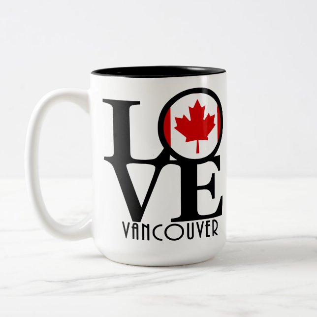 KÄRLEK Vancouver (BC Flagga) 15oz Två-Tonad Mugg (Vänster)
