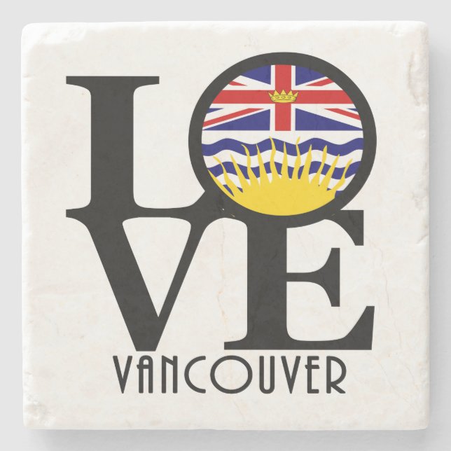 KÄRLEK Vancouver (BC Flagga) Stenunderlägg (Framsidan)