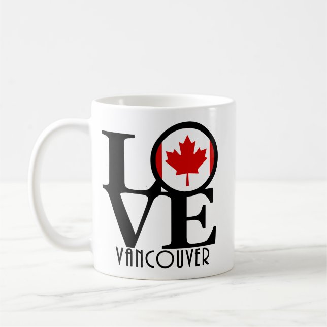 KÄRLEK Vancouver (Kanada Flagga) 11oz Kaffemugg (Vänster)