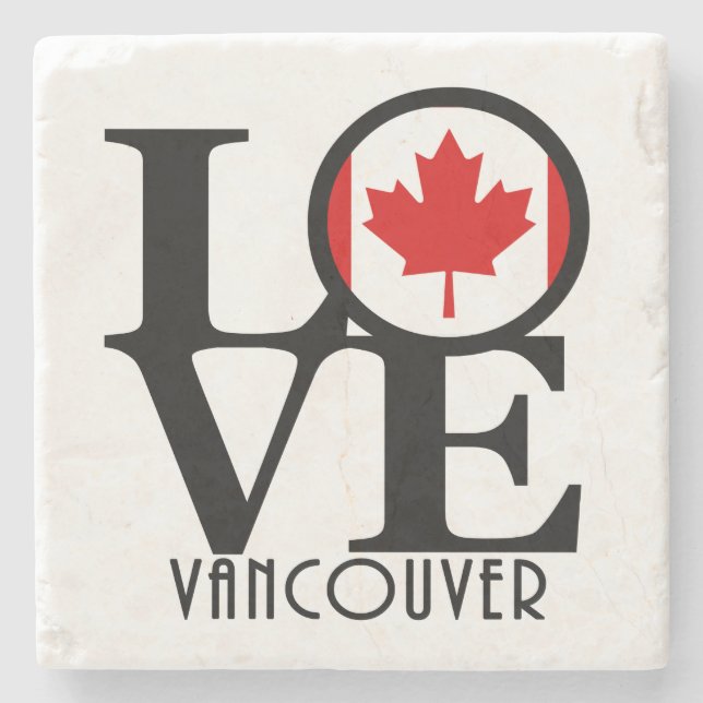 KÄRLEK Vancouver (Kanada Flagga) Stenunderlägg (Framsidan)