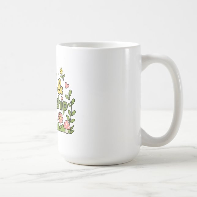 Kärlek & Vänner 0,44 l Estetisk Keramikkopp Kaffemugg (Höger)