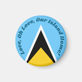 Kärlek Vår Island | St Lucia Flagga Anthem Souveni Magnet