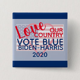 Kärlek Vår Land-röst Blue Biden-Harris 2020 Knapp